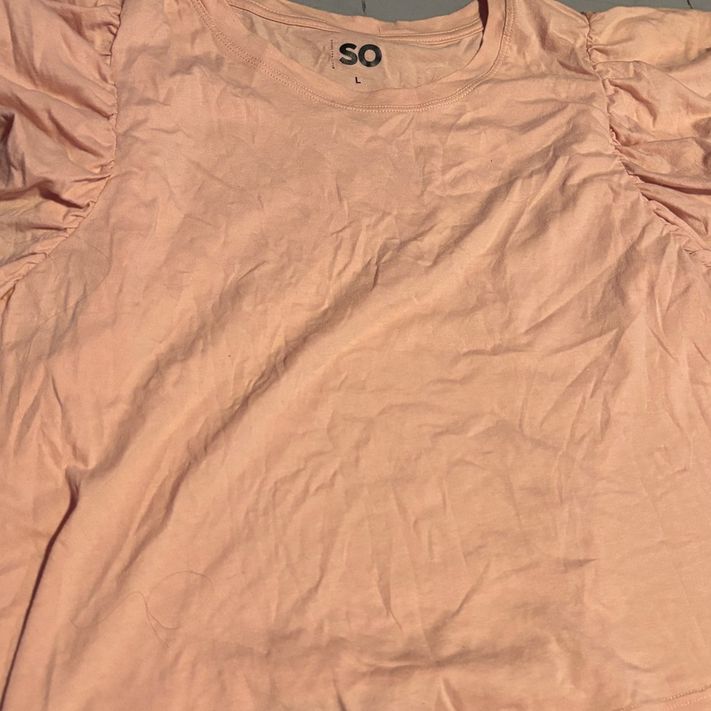 Pink baggy cropped tee with ruffled sleeves